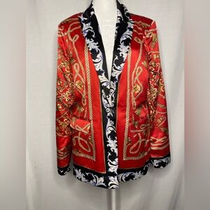 WD.NY Red/Gold/Black/ White Baroque Style Blazer Suze Medium